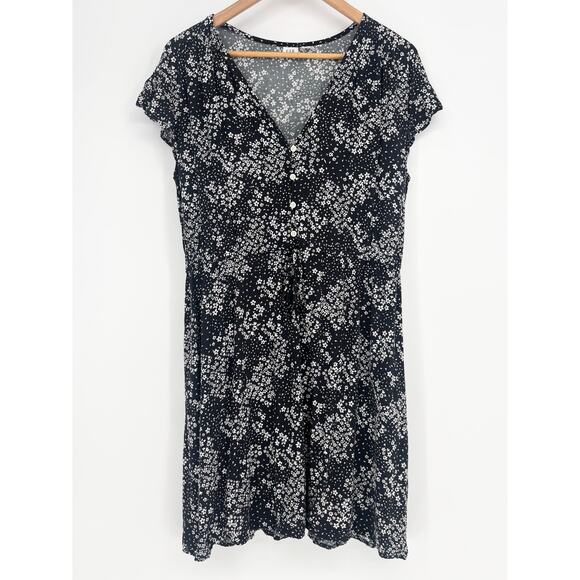 Gap Black and White Button Front Flutter Mini Dress Size M - Picture 3 of 6